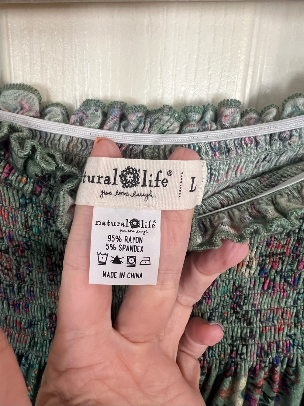 Natural Life Smocked Wide Leg Palazzo Pants Floral Boho L - Picture 2 of 12
